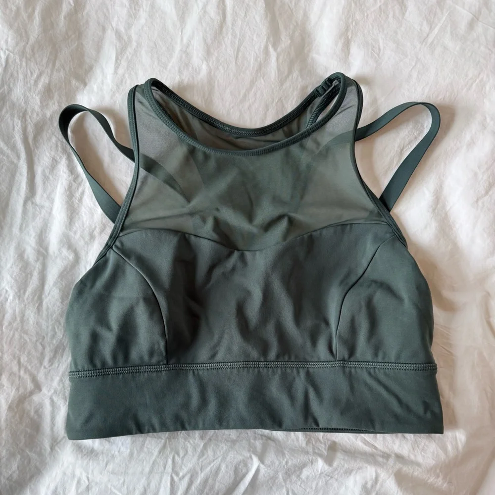 lululemon athletica Mesh Detail Sports Bra - Dark Green - Picture 1 of 5